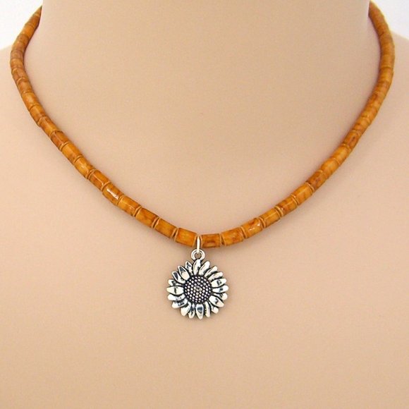 Sunflower Yellow Jade Beaded Necklace 15.5" to 19" Adjustable - Picture 1 of 4